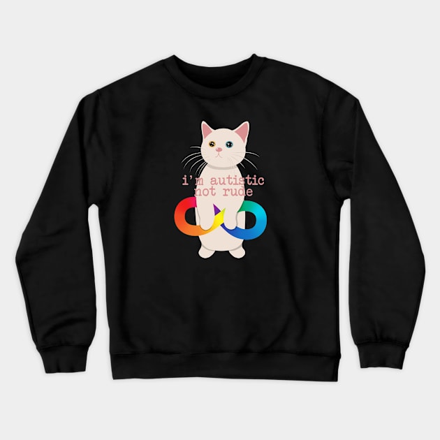 Cute Kitty With Autism Infinity Symbol Crewneck Sweatshirt by mia_me